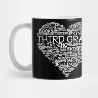 Third Grade Word Heart T-Shirt 3rd Grade Student Teacher Mug